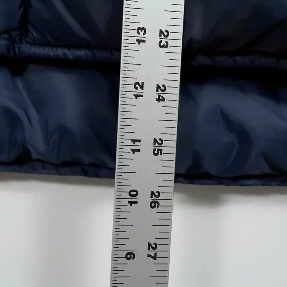 Vintage Woolrich Down Puffer Vest Suede Yoke Navy Brown Men’s Medium - Picture 8 of 11